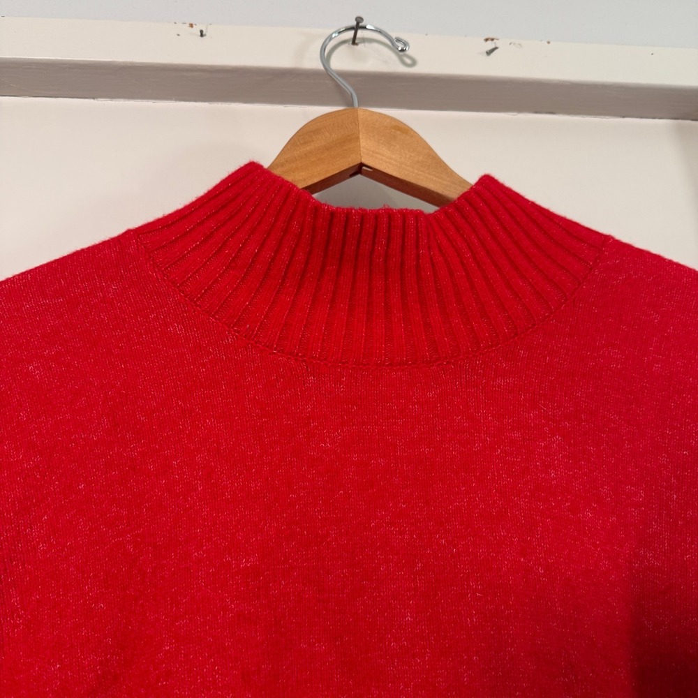 Loft Mock Neck Sweater Women's Red Knit Long Sleeve Pullover Classic - XL - Picture 2 of 10